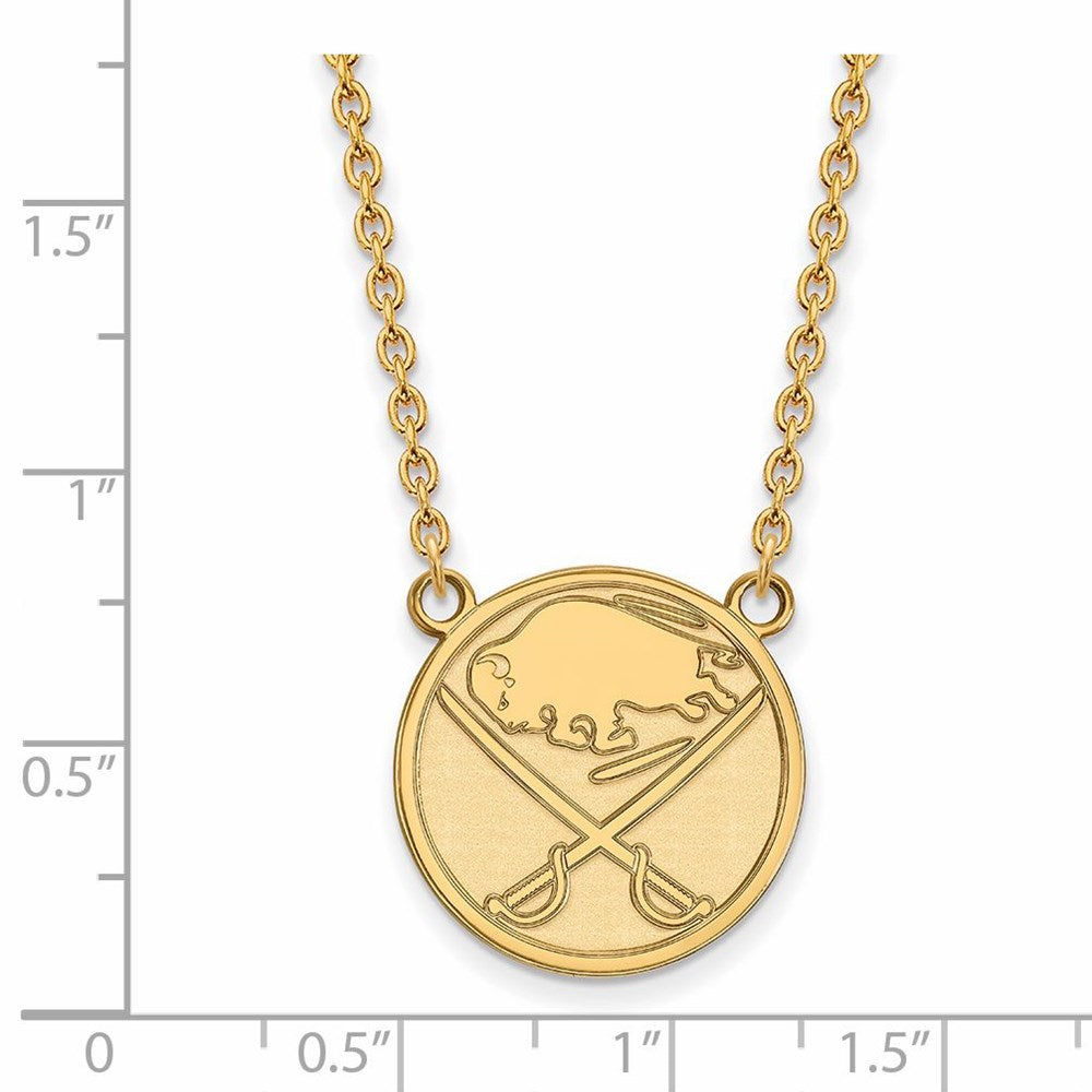 Alternate view of the SS 14k Yellow Gold Plated NHL Buffalo Sabres Large Necklace, 18 Inch by The Black Bow Jewelry Co.