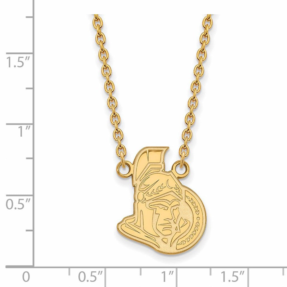 Alternate view of the SS 14k Yellow Gold Plated NHL Ottawa Senators Large Necklace, 18 Inch by The Black Bow Jewelry Co.
