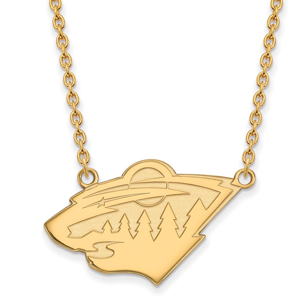 SS 14k Yellow Gold Plated NHL Minnesota Wild Large Necklace, 18 Inch, Item N22577 by The Black Bow Jewelry Co.