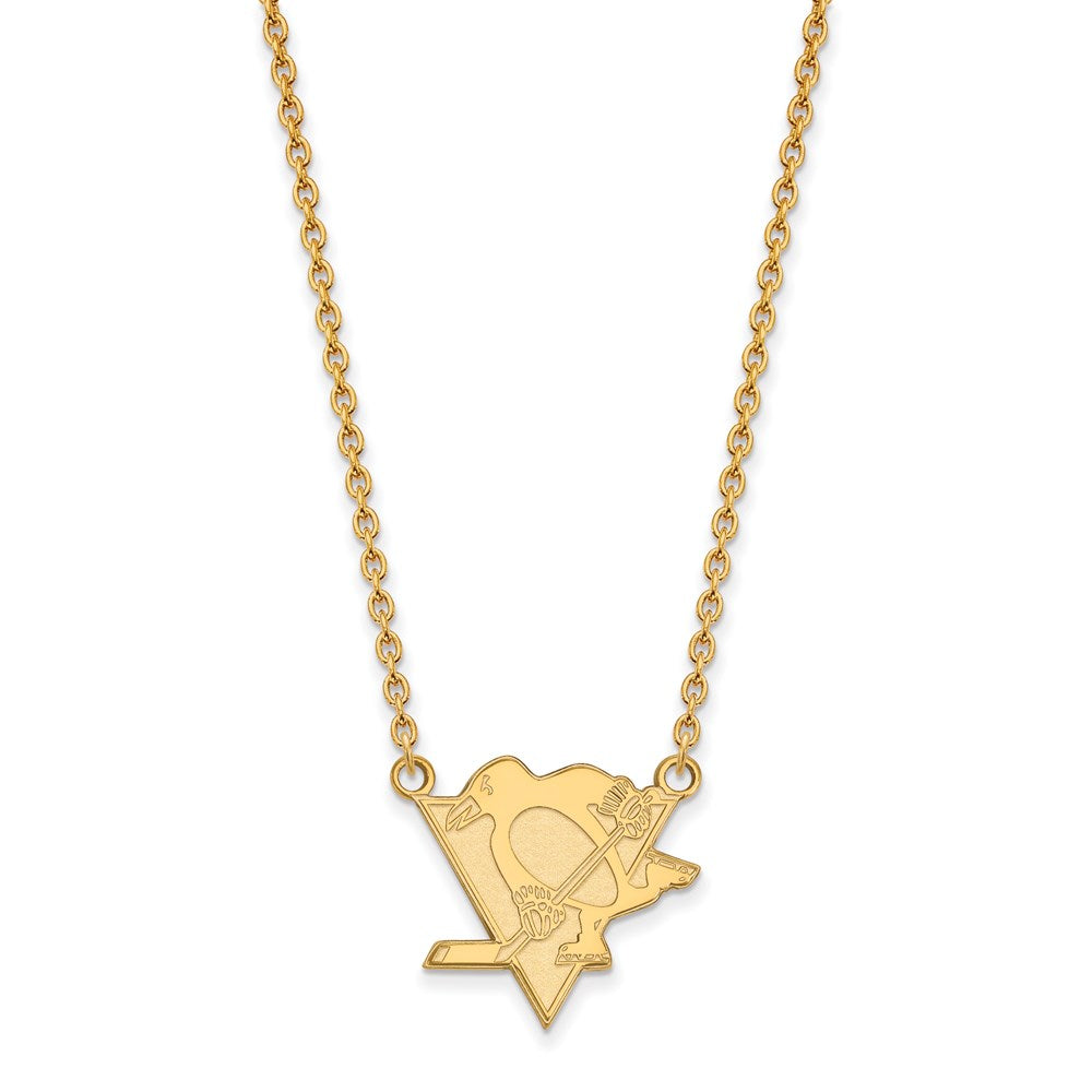 SS 14k Yellow Gold Plated NHL Pittsburgh Penguins LG Necklace, 18 Inch, Item N22581 by The Black Bow Jewelry Co.