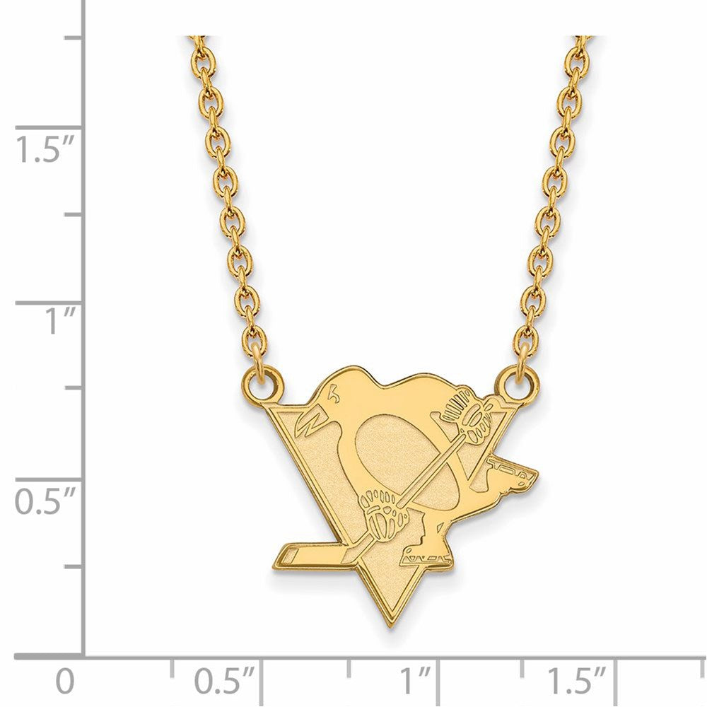 Alternate view of the SS 14k Yellow Gold Plated NHL Pittsburgh Penguins LG Necklace, 18 Inch by The Black Bow Jewelry Co.