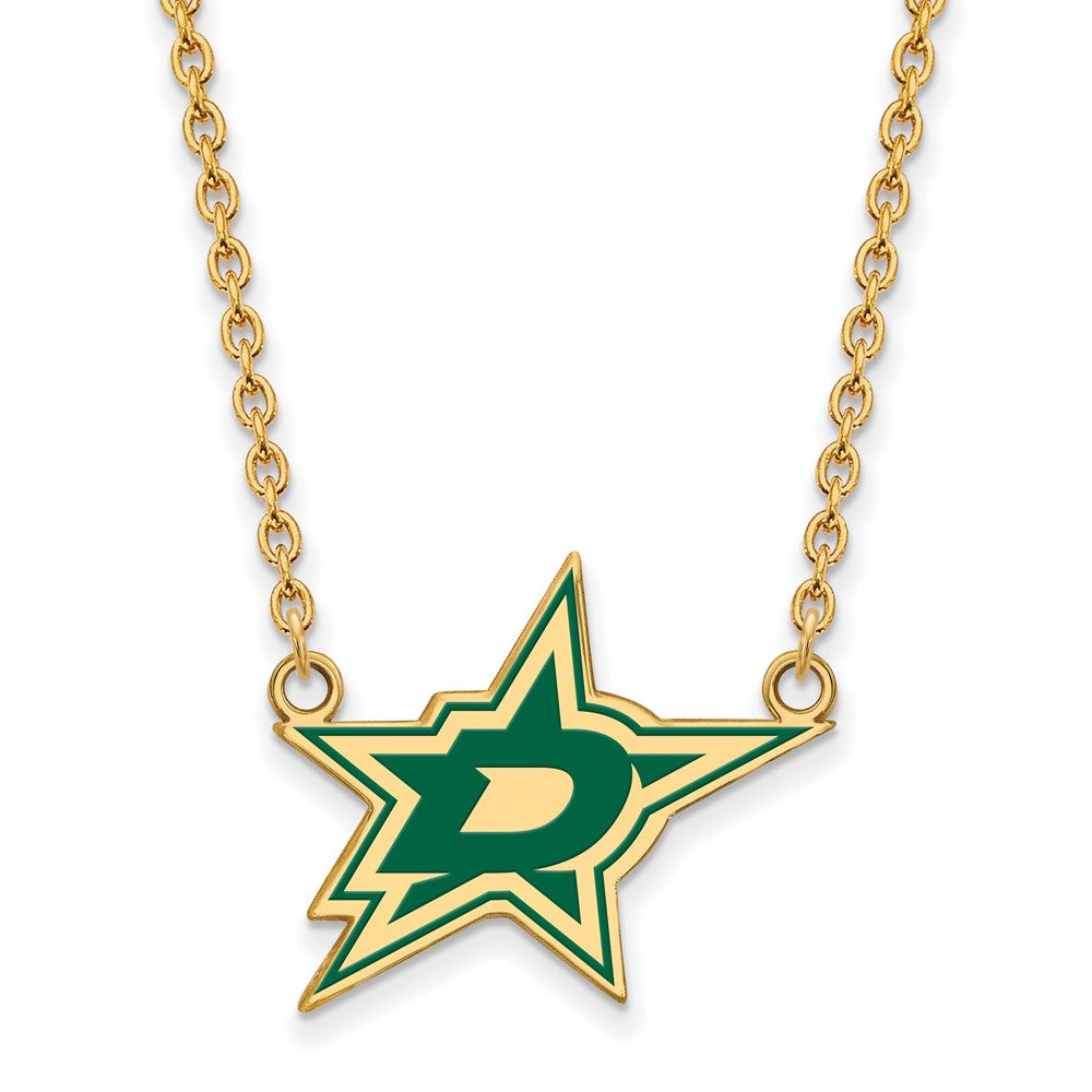SS 14k Yellow Gold Plated NHL Dallas Stars LG Enamel Necklace, 18 Inch, Item N22587 by The Black Bow Jewelry Co.