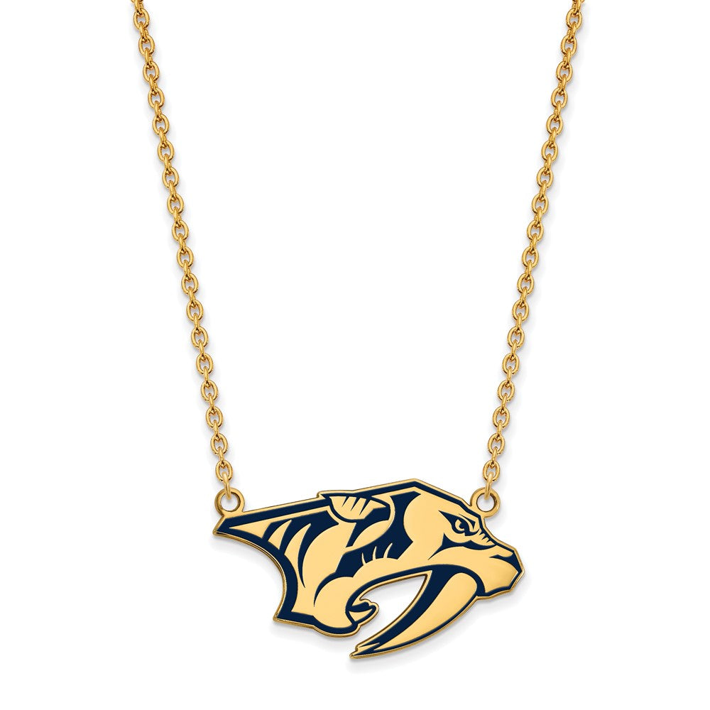 SS 14k Yellow Gold Plated NHL Predators LG Enamel Necklace, 18 Inch, Item N22590 by The Black Bow Jewelry Co.