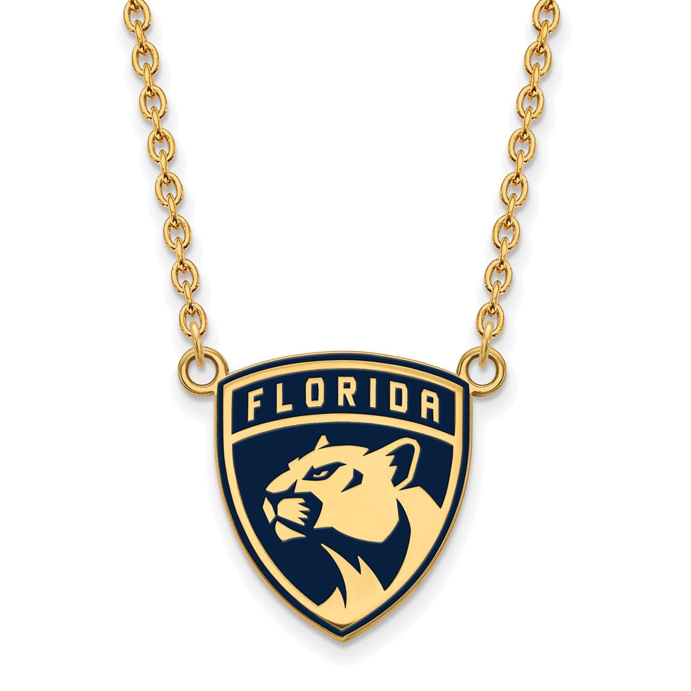 SS 14k Yellow Gold Plated NHL Panthers LG Enamel Necklace, 18 Inch, Item N22591 by The Black Bow Jewelry Co.