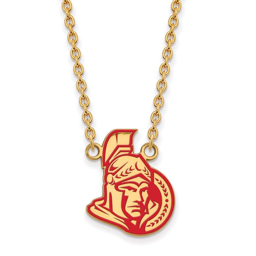 SS 14k Yellow Gold Plated NHL Senators LG Enamel Necklace, 18 Inch, Item N22594 by The Black Bow Jewelry Co.