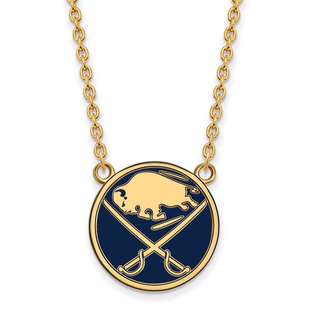 SS 14k Yellow Gold Plated NHL Sabres LG Enamel Necklace, 18 Inch, Item N22597 by The Black Bow Jewelry Co.