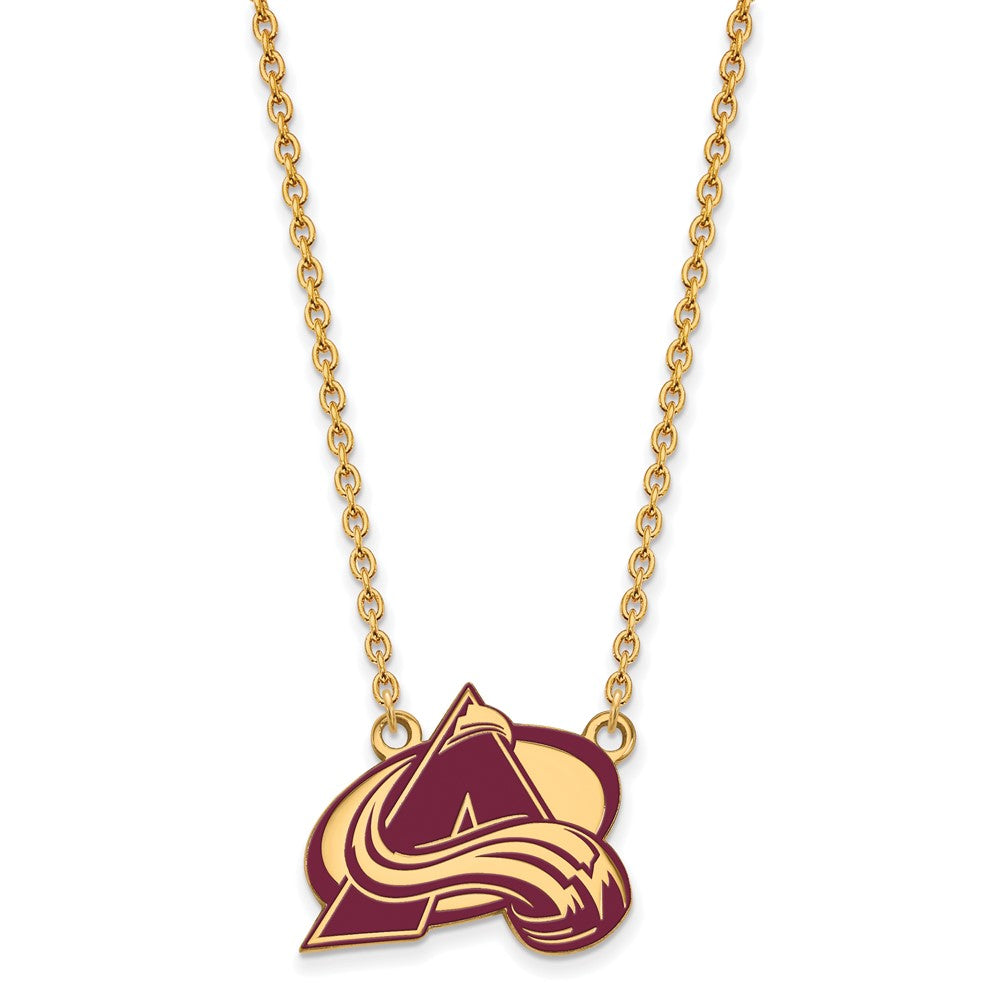 SS 14k Yellow Gold Plated NHL Avalanche LG Enamel Necklace, 18 Inch, Item N22598 by The Black Bow Jewelry Co.