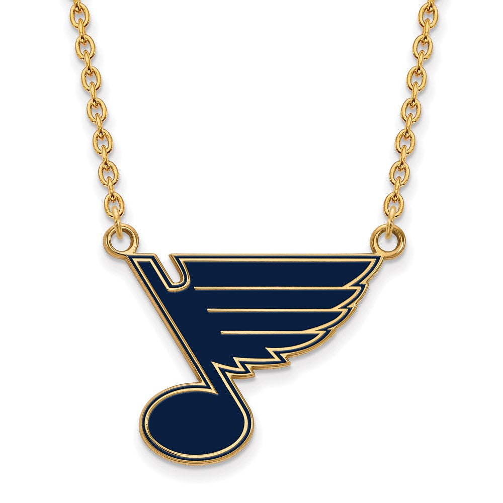 SS 14k Yellow Gold Plated NHL St. Louis Blues LG Enamel Necklace, 18in, Item N22601 by The Black Bow Jewelry Co.