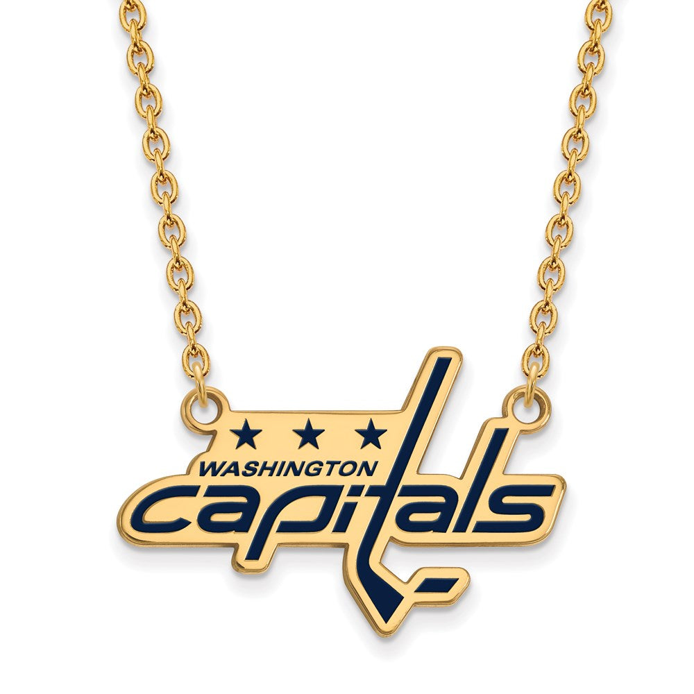 SS 14k Yellow Gold Plated NHL Capitals LG Enamel Necklace, 18 Inch, Item N22606 by The Black Bow Jewelry Co.