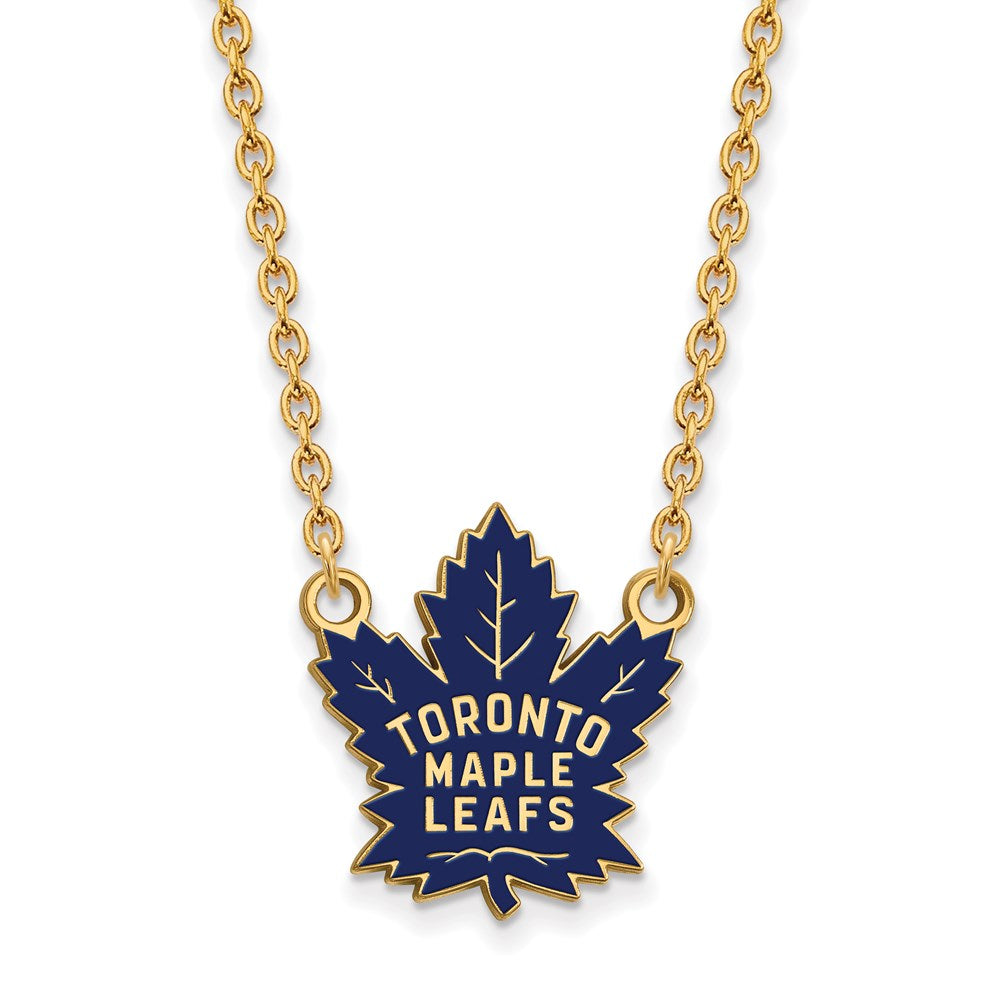 SS 14k Yellow Gold Plated NHL Maple Leafs LG Enamel Necklace, 18 Inch, Item N22607 by The Black Bow Jewelry Co.