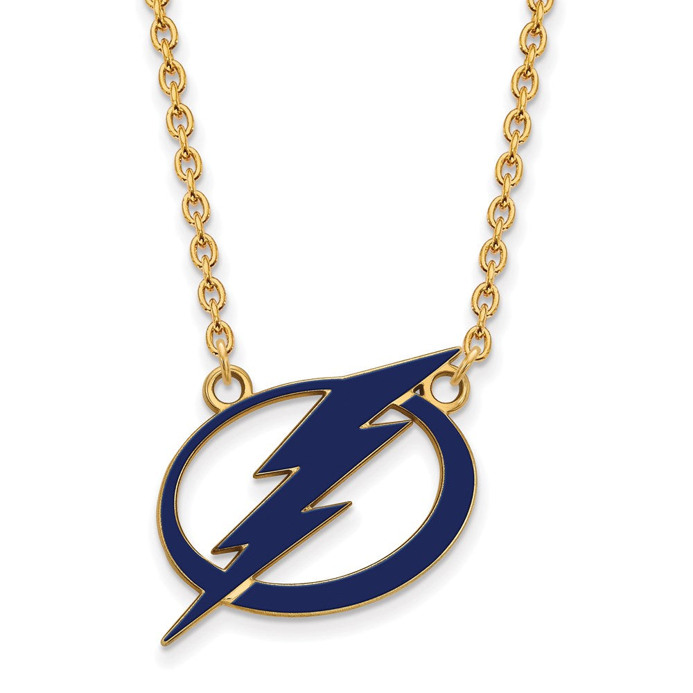 SS 14k Yellow Gold Plated NHL Lightning LG Enamel Necklace, 18 Inch, Item N22609 by The Black Bow Jewelry Co.