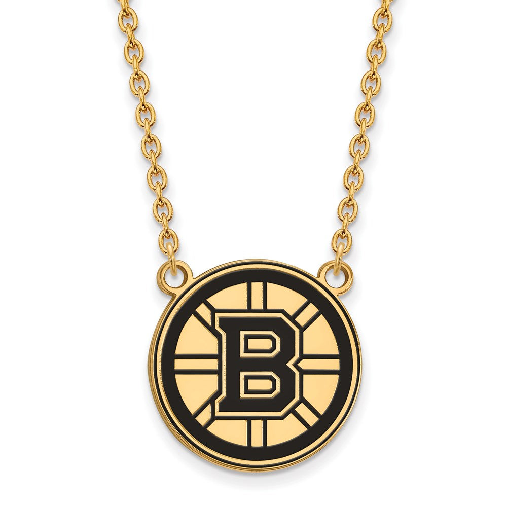 SS 14k Yellow Gold Plated NHL Boston Bruins LG Enamel Necklace, 18 In, Item N22612 by The Black Bow Jewelry Co.