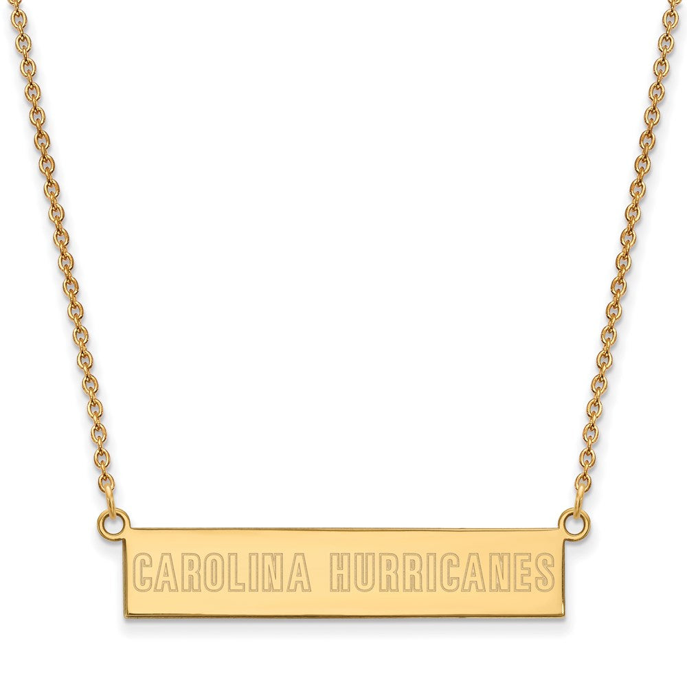 SS 14k Yellow Gold Plated NHL Hurricanes SM Bar Necklace, 18 In, Item N22615 by The Black Bow Jewelry Co.