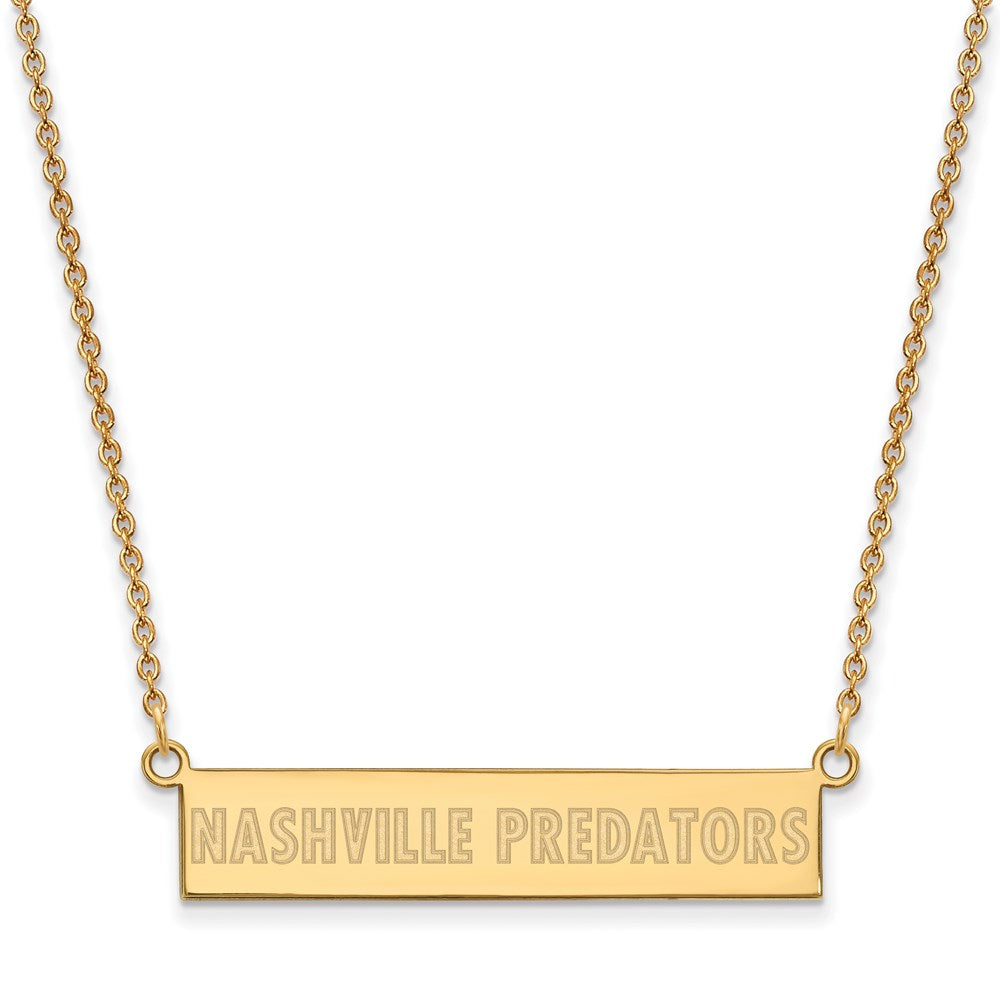 SS 14k Yellow Gold Plated NHL Predators SM Bar Necklace, 18 In, Item N22616 by The Black Bow Jewelry Co.