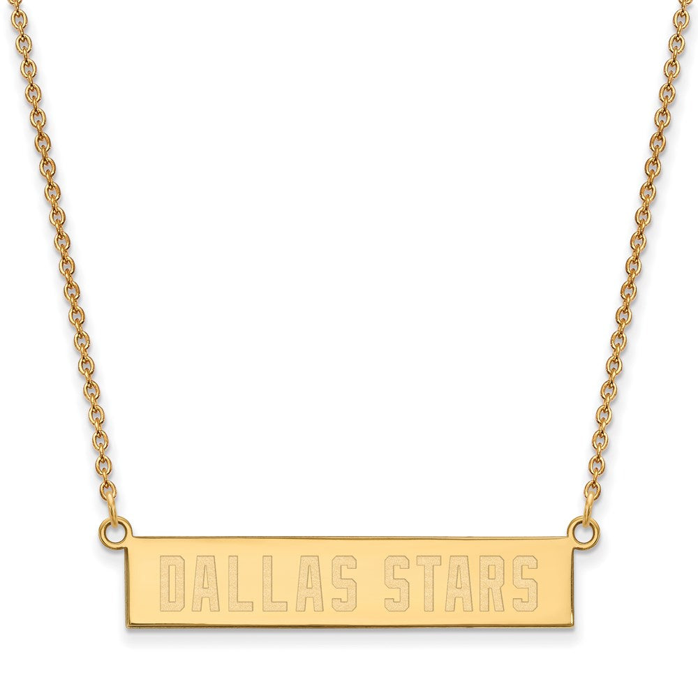 SS 14k Yellow Gold Plated NHL Dallas Stars Small Bar Necklace, 18 Inch, Item N22620 by The Black Bow Jewelry Co.