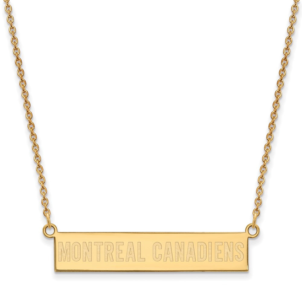 SS 14k Yellow Gold Plated NHL Montreal Canadiens SM Bar Necklace, 18in, Item N22624 by The Black Bow Jewelry Co.