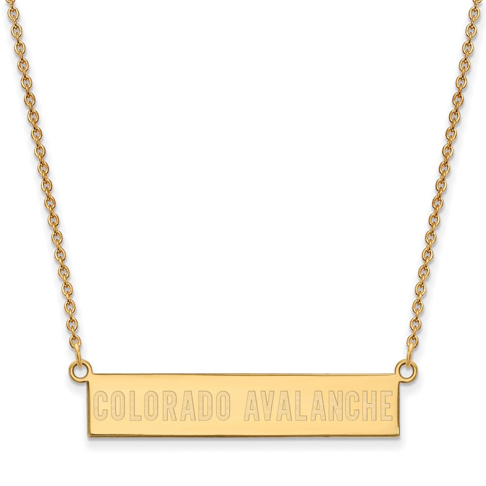 SS 14k Yellow Gold Plated NHL Colorado Avalanche SM Bar Necklace, 18in, Item N22627 by The Black Bow Jewelry Co.