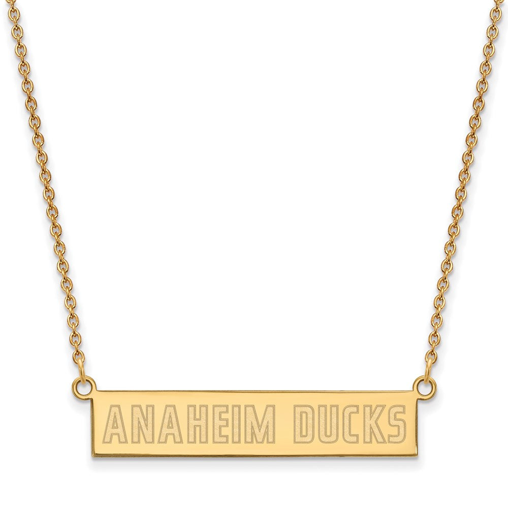 SS 14k Yellow Gold Plated NHL Anaheim Ducks SM Bar Necklace, 18 Inch, Item N22630 by The Black Bow Jewelry Co.