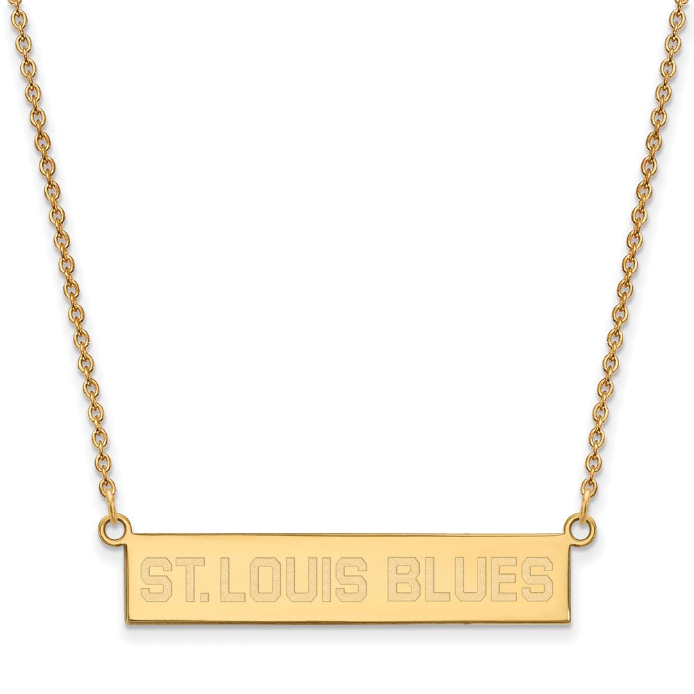 SS 14k Yellow Gold Plated NHL St. Louis Blues SM Bar Necklace, 18 Inch, Item N22631 by The Black Bow Jewelry Co.