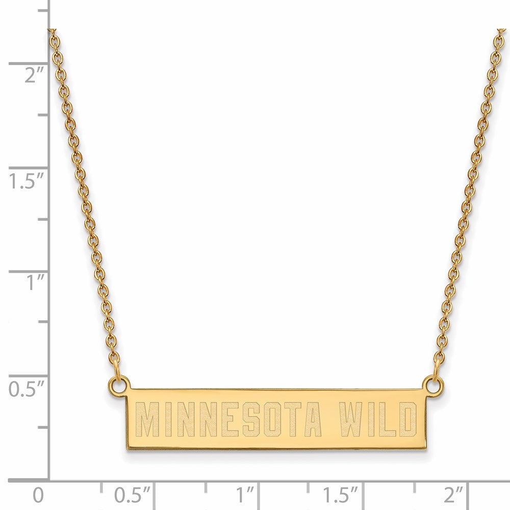 Alternate view of the SS 14k Yellow Gold Plated NHL Minnesota Wild SM Bar Necklace, 18 Inch by The Black Bow Jewelry Co.