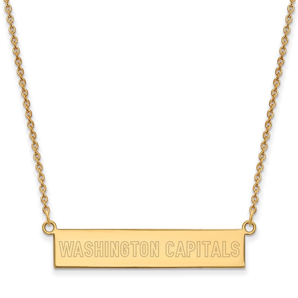 SS 14k Yellow Gold Plated NHL Capitals SM Bar Necklace, 18 Inch, Item N22637 by The Black Bow Jewelry Co.