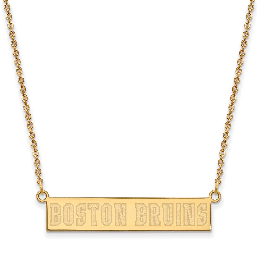 SS 14k Yellow Gold Plated NHL Boston Bruins SM Bar Necklace, 18 Inch, Item N22643 by The Black Bow Jewelry Co.