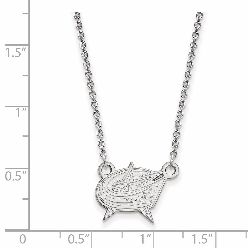 Alternate view of the Sterling Silver NHL Blue Jackets Small Necklace, 18 Inch by The Black Bow Jewelry Co.