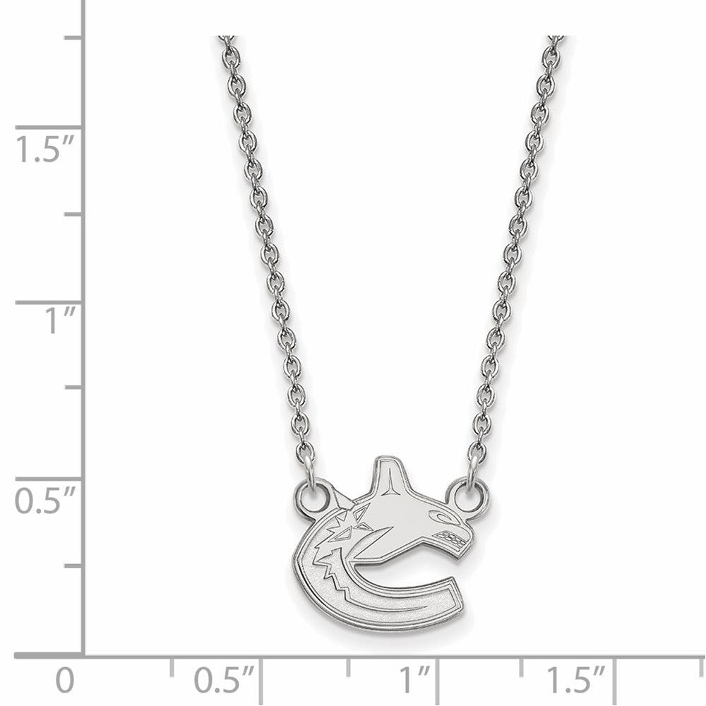 Alternate view of the Sterling Silver NHL Vancouver Canucks Small Necklace, 18 In by The Black Bow Jewelry Co.