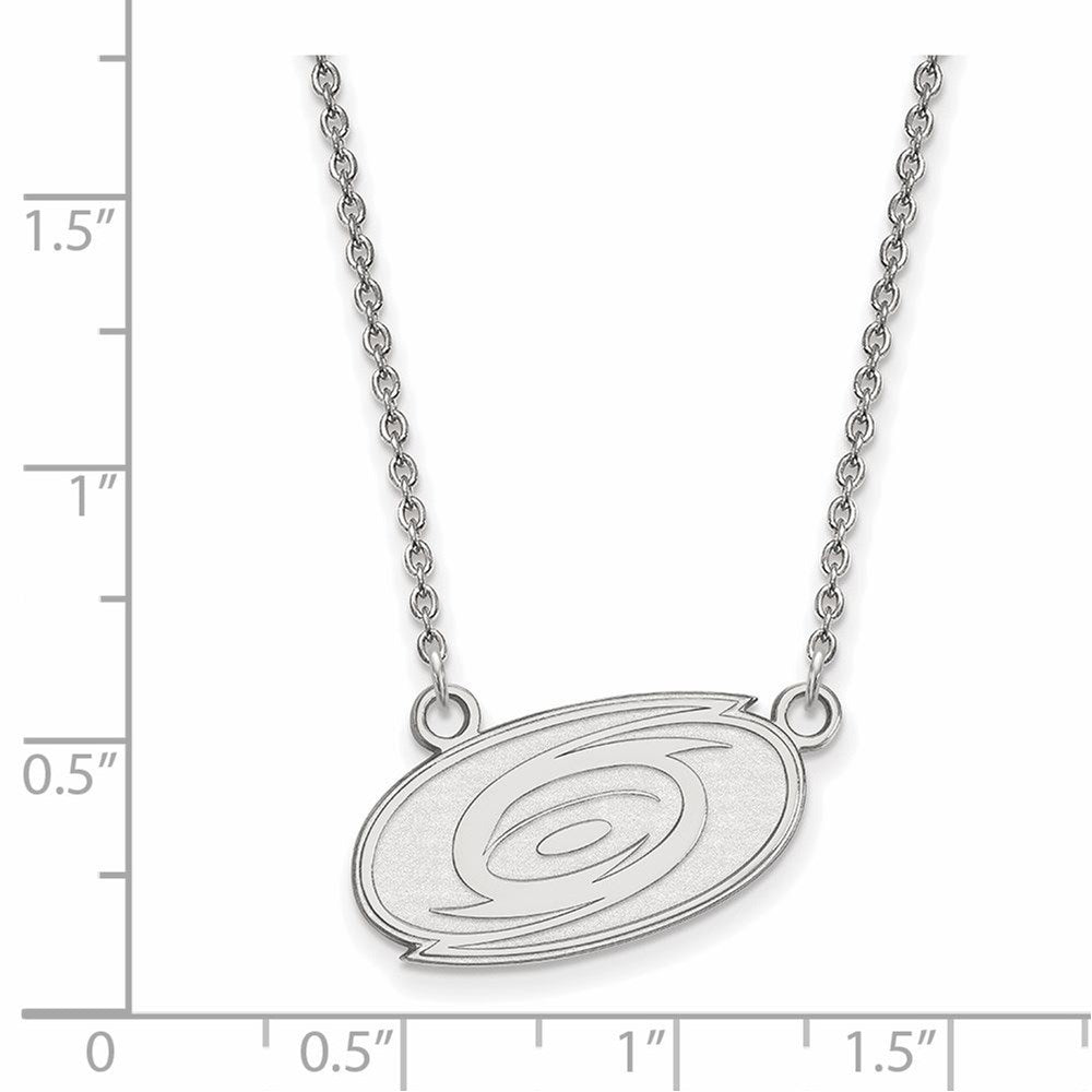 Alternate view of the Sterling Silver NHL Carolina Hurricanes Small Necklace, 18in by The Black Bow Jewelry Co.