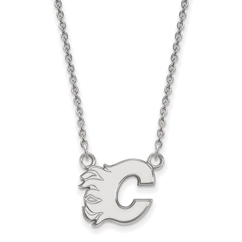 Sterling Silver NHL Calgary Flames Small Necklace, 18 Inch, Item N22654 by The Black Bow Jewelry Co.