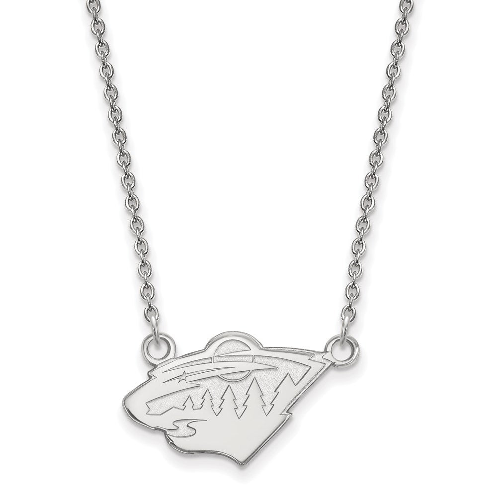 Sterling Silver NHL Minnesota Wild Small Necklace, 18 Inch, Item N22669 by The Black Bow Jewelry Co.