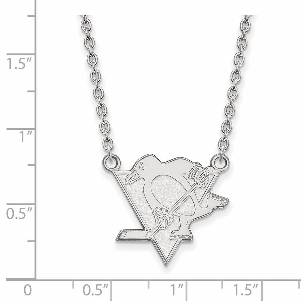 Alternate view of the Sterling Silver NHL Pittsburgh Penguins Large Necklace, 18 Inch by The Black Bow Jewelry Co.