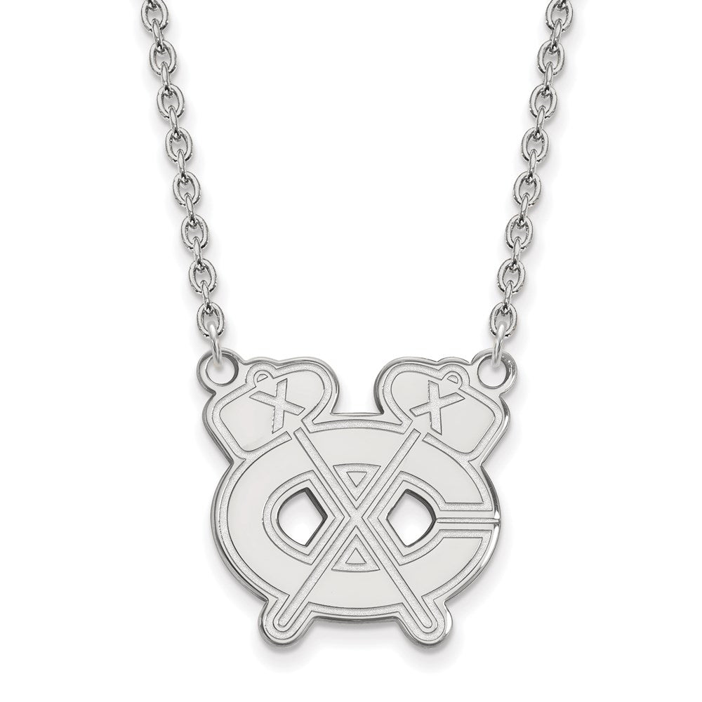 Sterling Silver NHL Chicago Blackhawks LG Necklace, 18 In, Item N22710 by The Black Bow Jewelry Co.