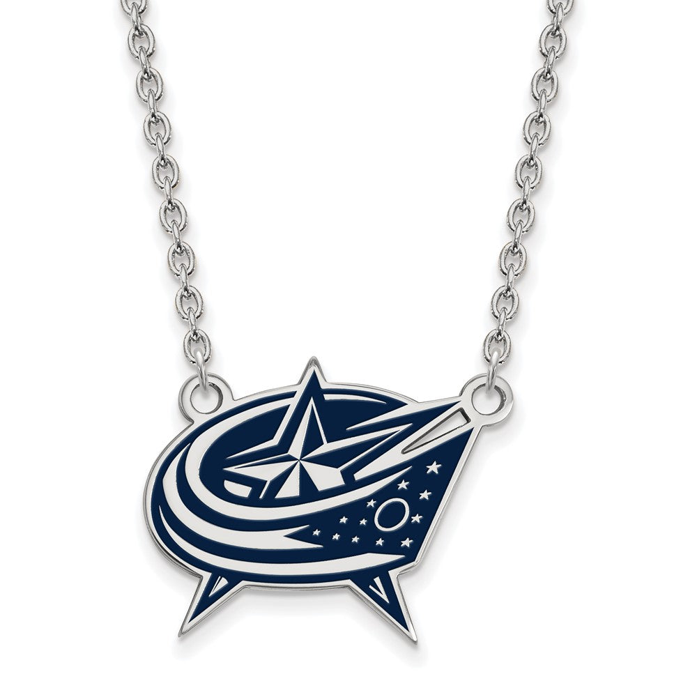 Sterling Silver NHL Blue Jackets LG Enamel Necklace, 18 Inch, Item N22713 by The Black Bow Jewelry Co.