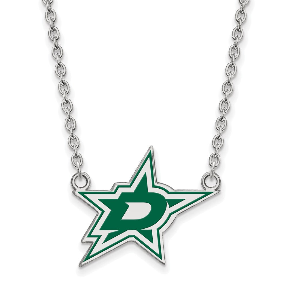 Sterling Silver NHL Dallas Stars Large Enamel Necklace, 18 Inch, Item N22714 by The Black Bow Jewelry Co.