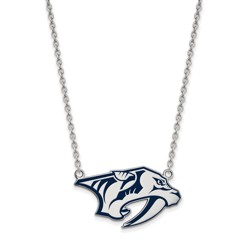 Sterling Silver NHL Predators Large Enamel Necklace, 18 Inch, Item N22717 by The Black Bow Jewelry Co.