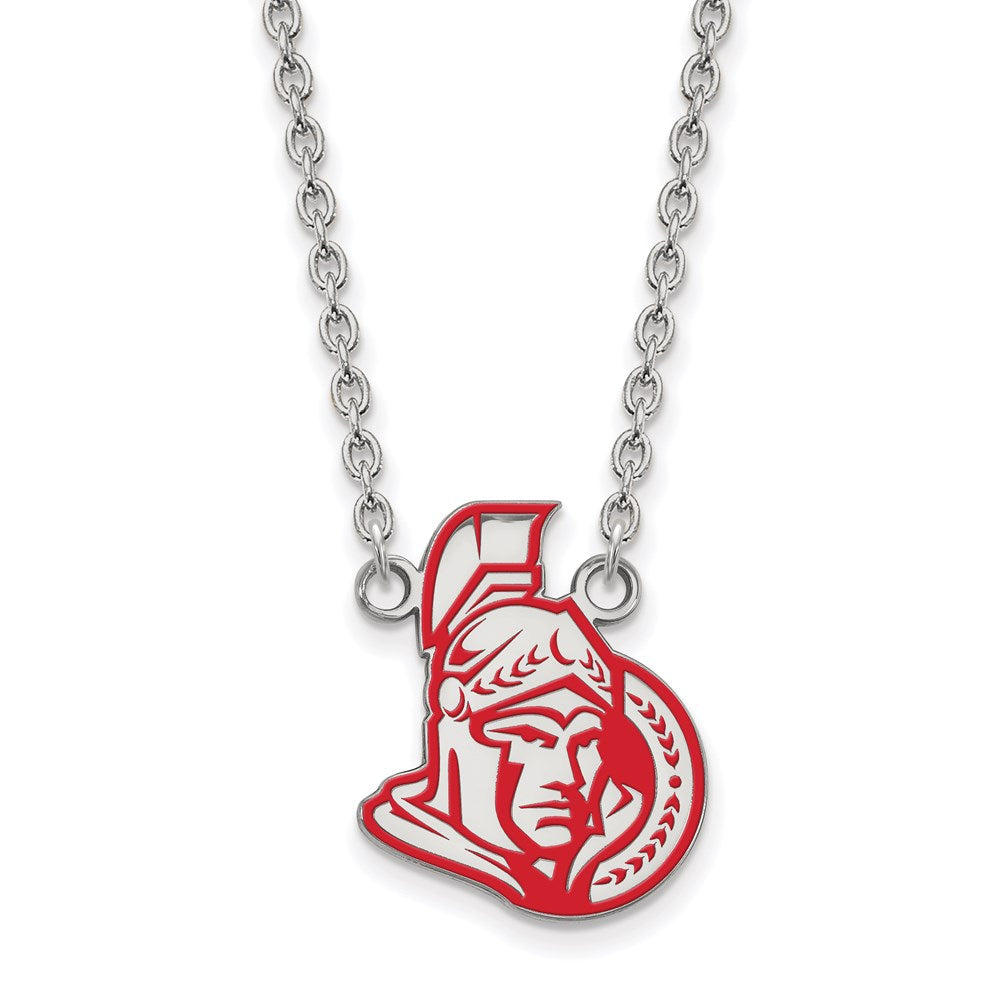 Sterling Silver NHL Ottawa Senators Large Enamel Necklace, 18in, Item N22721 by The Black Bow Jewelry Co.