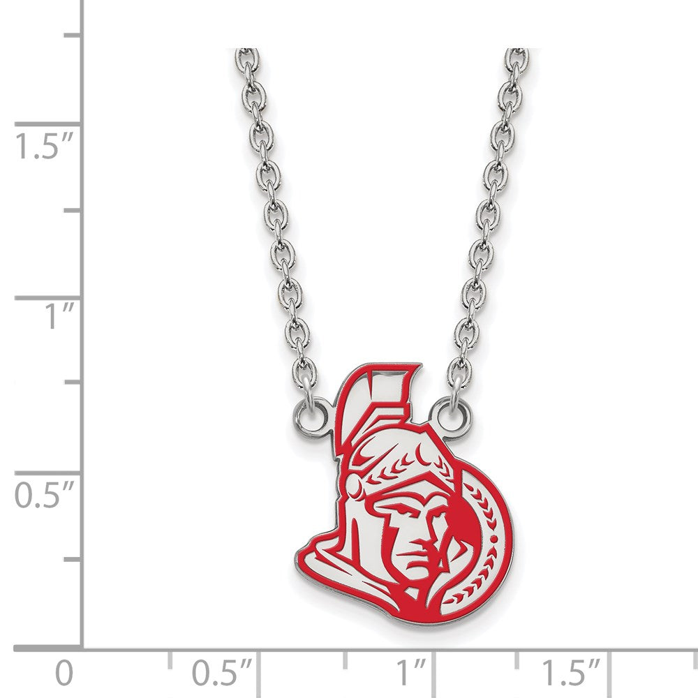 Alternate view of the Sterling Silver NHL Ottawa Senators Large Enamel Necklace, 18in by The Black Bow Jewelry Co.
