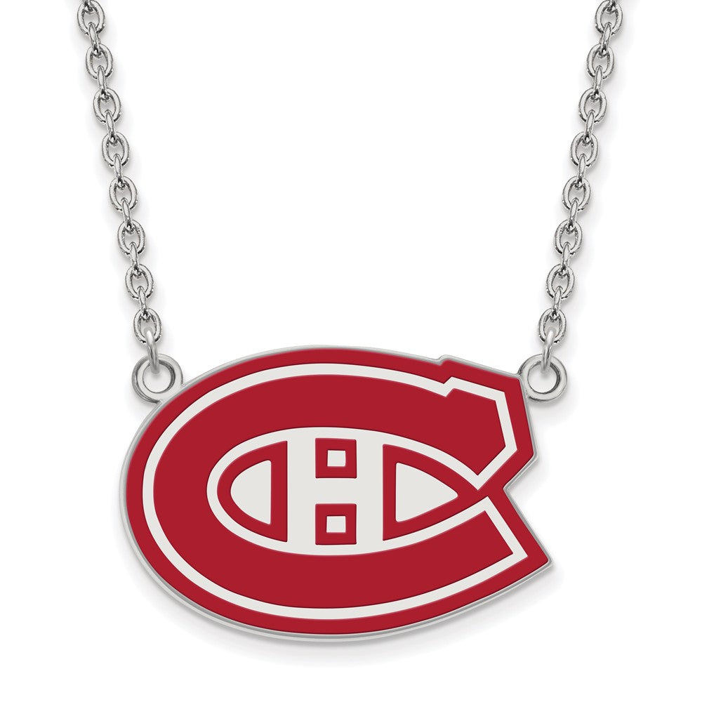Sterling Silver NHL Canadiens LG Enamel Necklace, 18 Inch, Item N22722 by The Black Bow Jewelry Co.