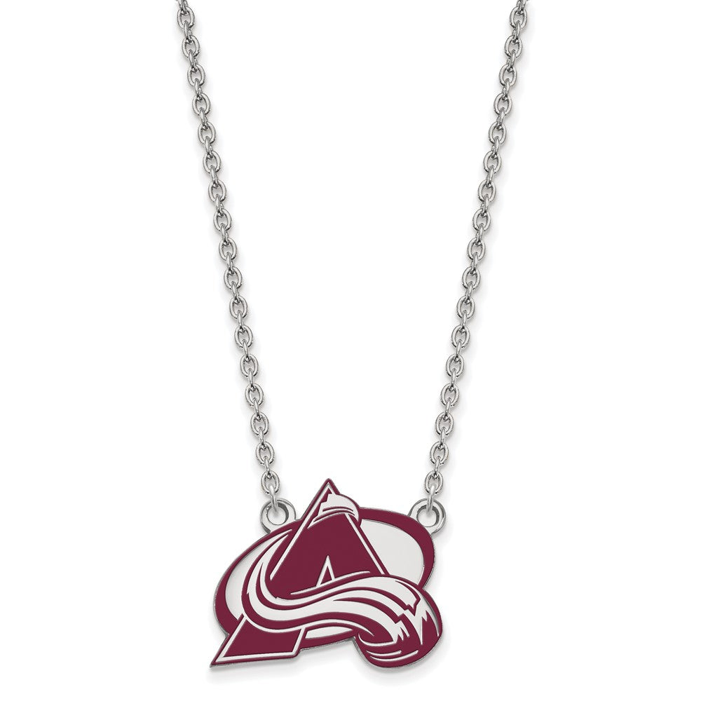 Sterling Silver NHL Avalanche LG Enamel Necklace, 18 Inch, Item N22725 by The Black Bow Jewelry Co.