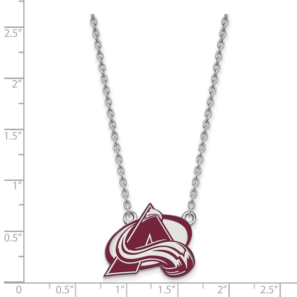 Alternate view of the Sterling Silver NHL Avalanche LG Enamel Necklace, 18 Inch by The Black Bow Jewelry Co.