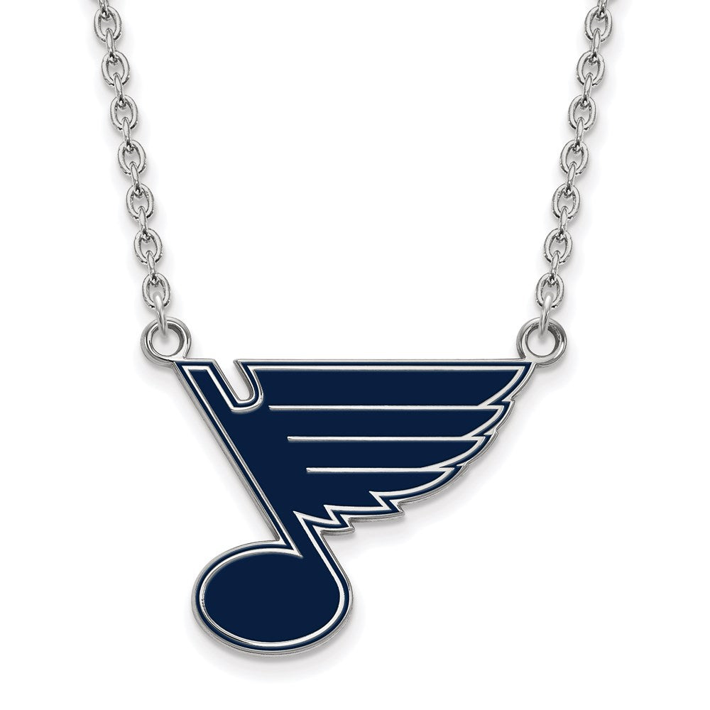 Sterling Silver NHL St. Louis Blues LG Enamel Necklace, 18in, Item N22728 by The Black Bow Jewelry Co.