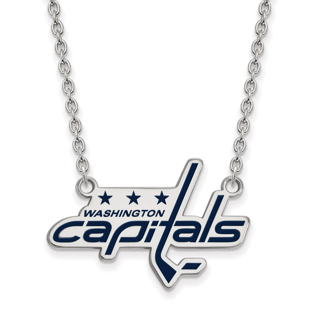 Sterling Silver NHL Capitals LG Enamel Necklace, 18 Inch, Item N22733 by The Black Bow Jewelry Co.
