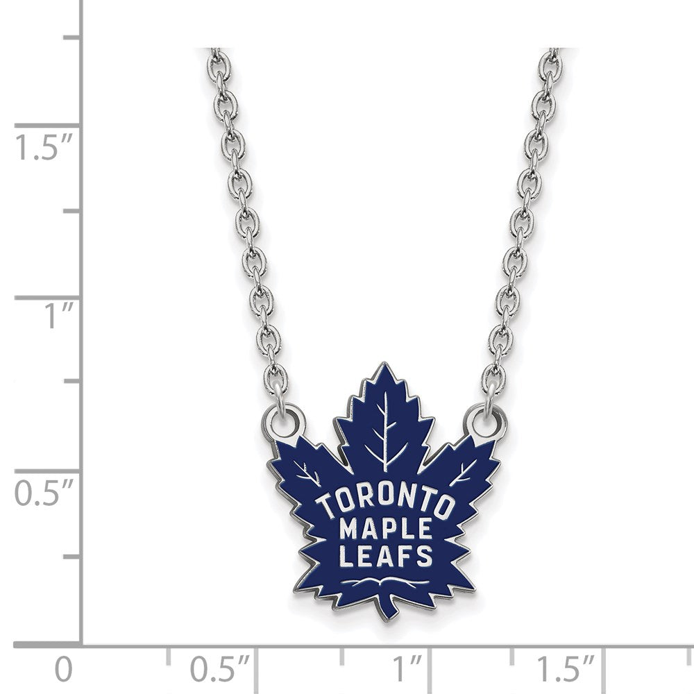 Alternate view of the Sterling Silver NHL Maple Leafs Large Enamel Necklace, 18 Inch by The Black Bow Jewelry Co.