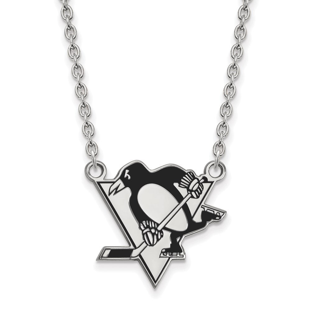 Sterling Silver NHL Penguins Large Enamel Necklace, 18 Inch, Item N22735 by The Black Bow Jewelry Co.