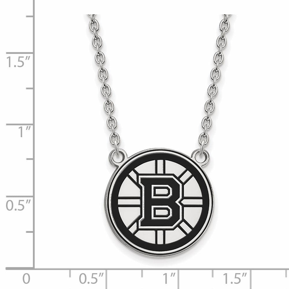 Alternate view of the Sterling Silver NHL Boston Bruins LG Enamel Necklace, 18 In by The Black Bow Jewelry Co.