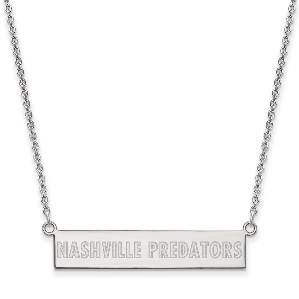 Sterling Silver NHL Predators Small Bar Necklace, 18 In, Item N22743 by The Black Bow Jewelry Co.