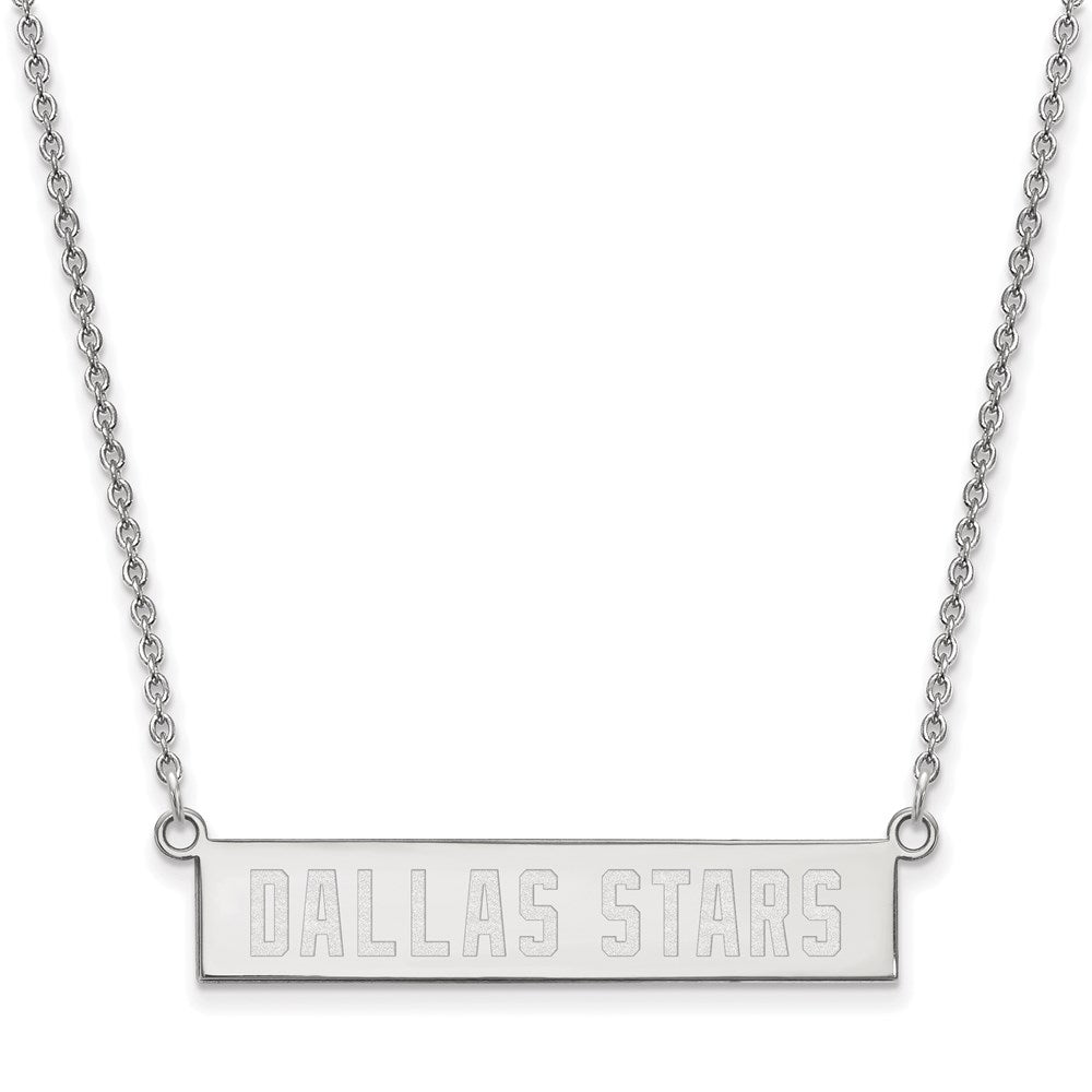 Sterling Silver NHL Dallas Stars Small Bar Necklace, 18 In, Item N22747 by The Black Bow Jewelry Co.