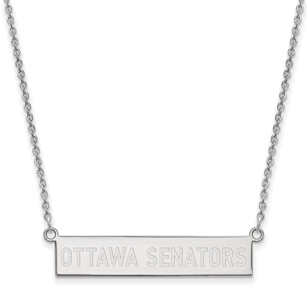 Sterling Silver NHL Ottawa Senators Small Bar Necklace, 18 In, Item N22750 by The Black Bow Jewelry Co.