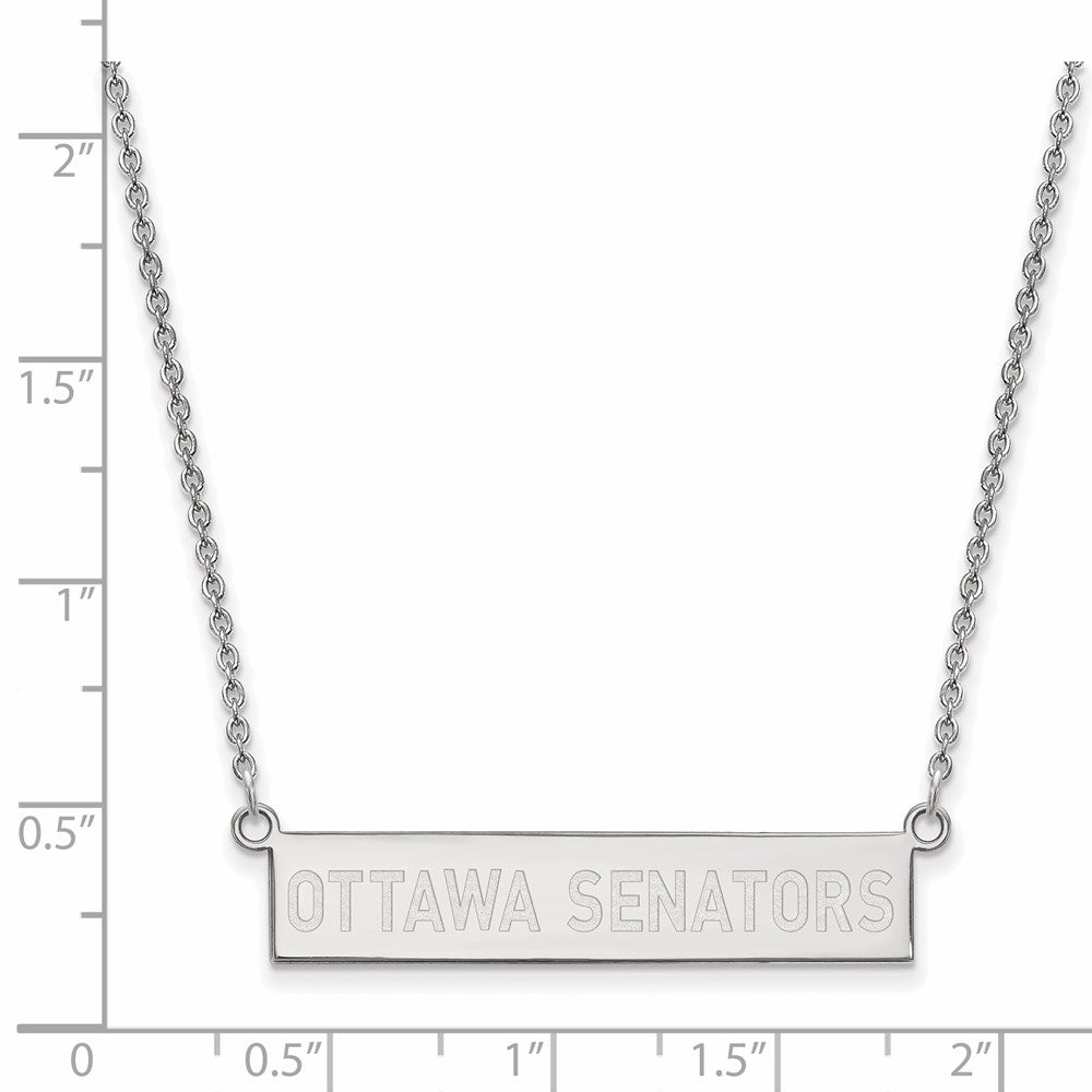 Alternate view of the Sterling Silver NHL Ottawa Senators Small Bar Necklace, 18 In by The Black Bow Jewelry Co.